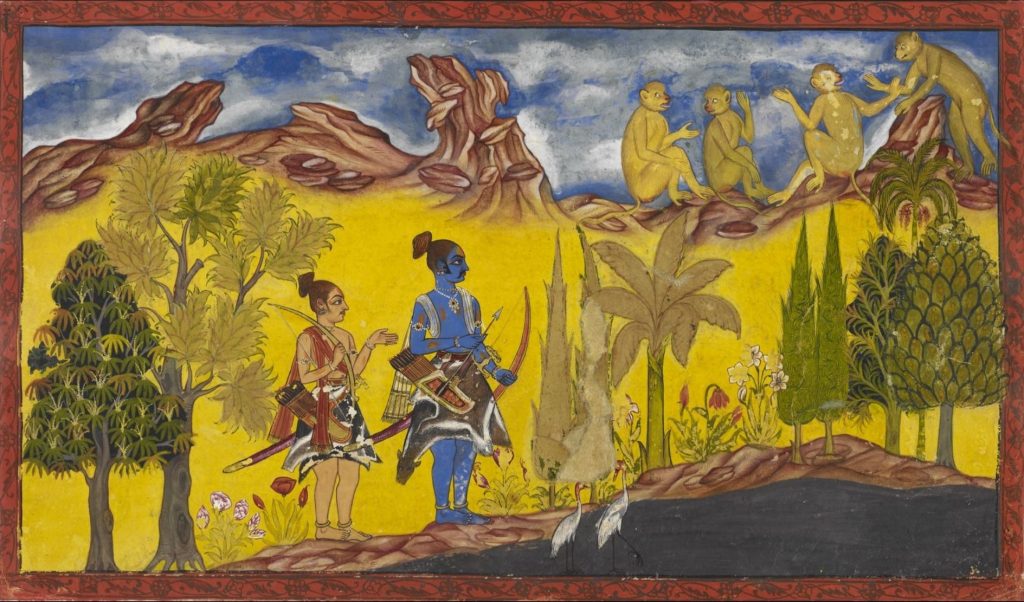 Сугрива и Хануман видят Раму и Лакшману